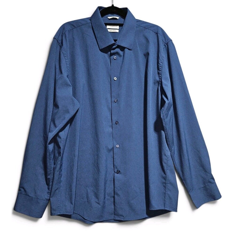 Lucky Brand Slim Fit Dress Shirt Mens XL 17-17.5 34/35 Blue 4-Way Stretch - Picture 2 of 13